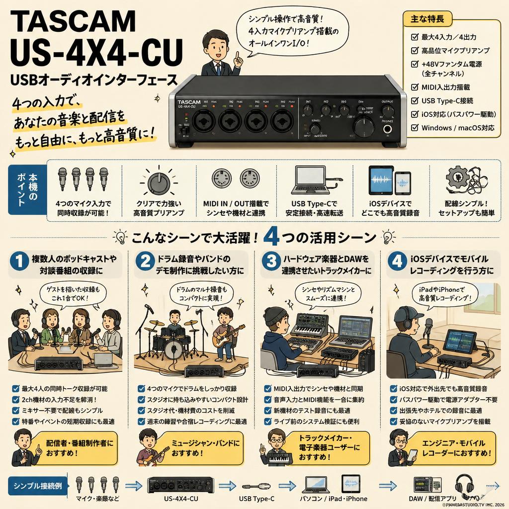 TASCAM US-4X4-CU USBオーディオインターフェース おもな対象のお客様