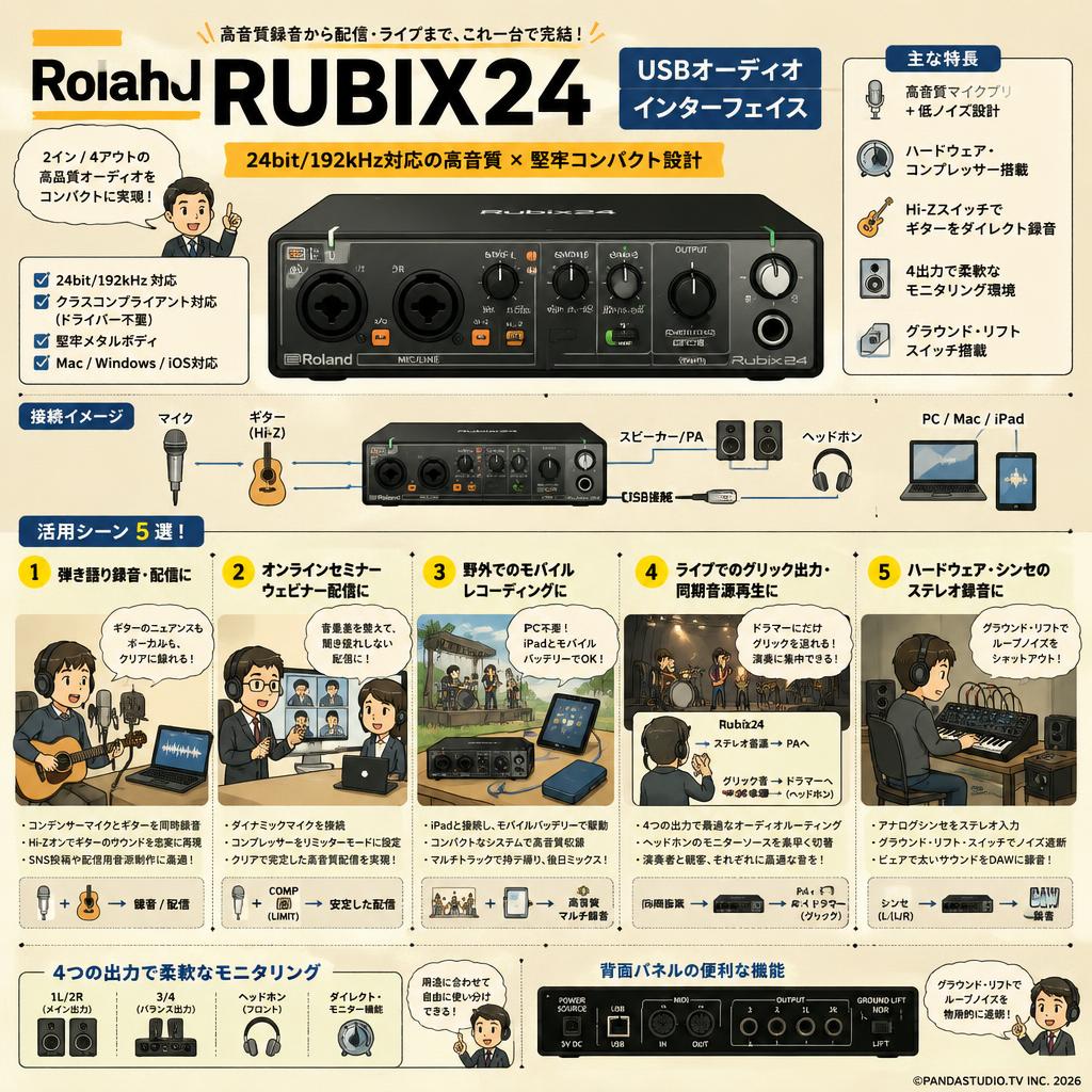 Roland RUBIX24 USBオーディオインターフェイス 用途