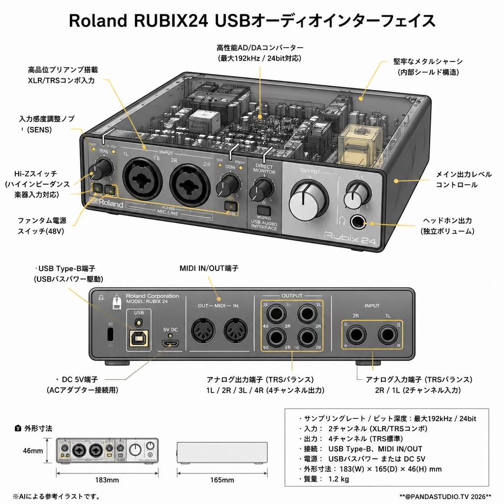 Roland RUBIX24 USBオーディオインターフェイス スペック