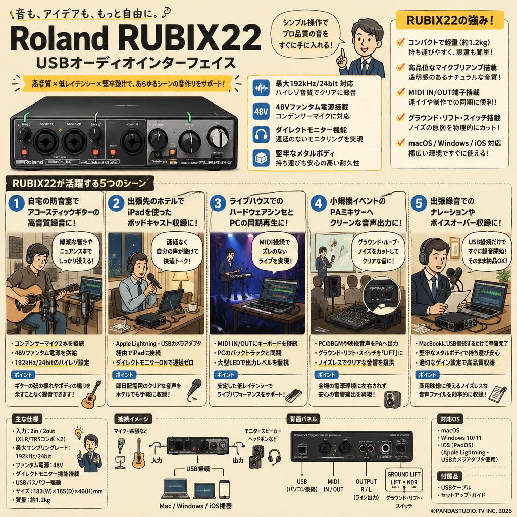 Roland RUBIX22 USBオーディオインターフェイス 用途