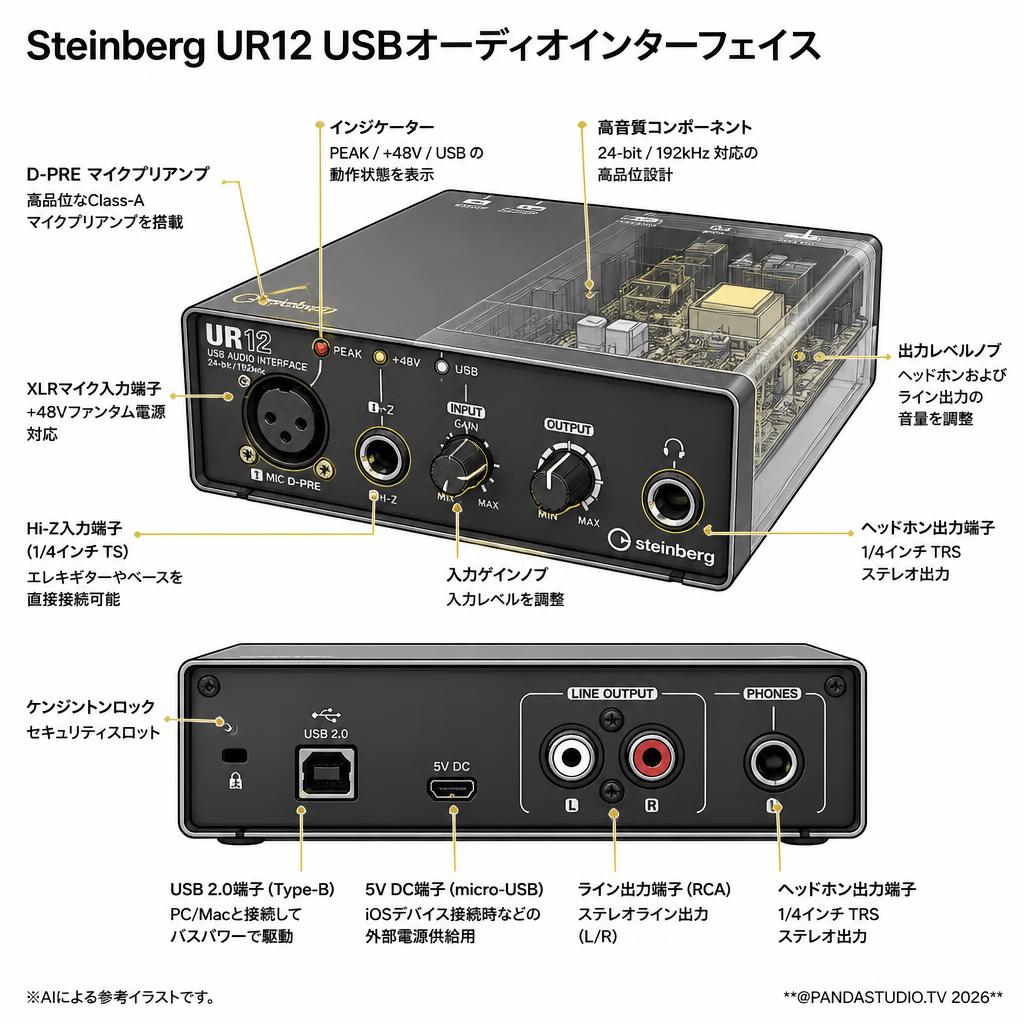 Steinberg UR12 USBオーディオインターフェイス スペック