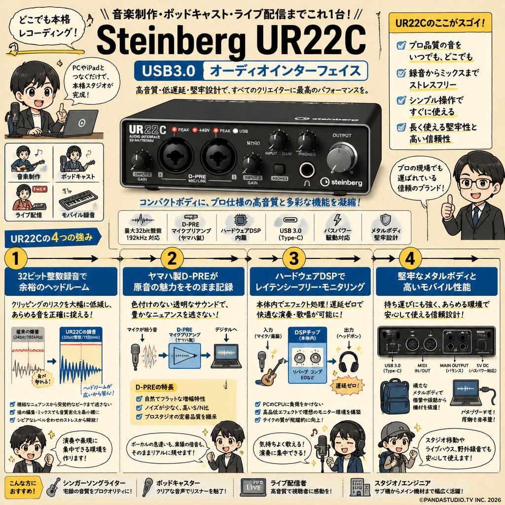 Steinberg UR22C USB3.0 オーディオインターフェイス 概要