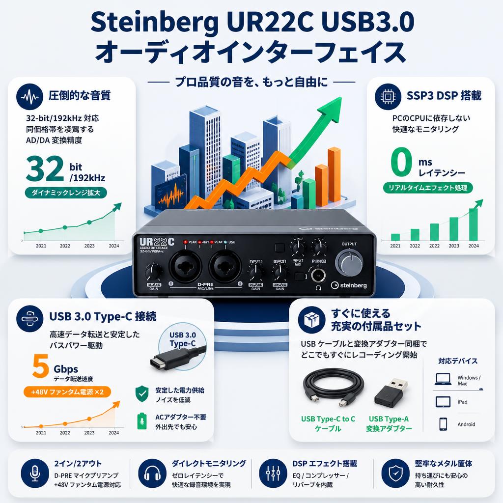 Steinberg UR22C USB3.0 オーディオインターフェイス セールスポイント