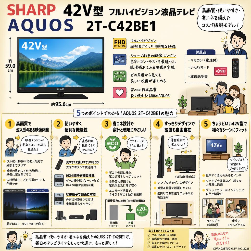 SHARP 42V型 フルハイビジョン液晶テレビ AQUOS 2T-C42BE1 概要