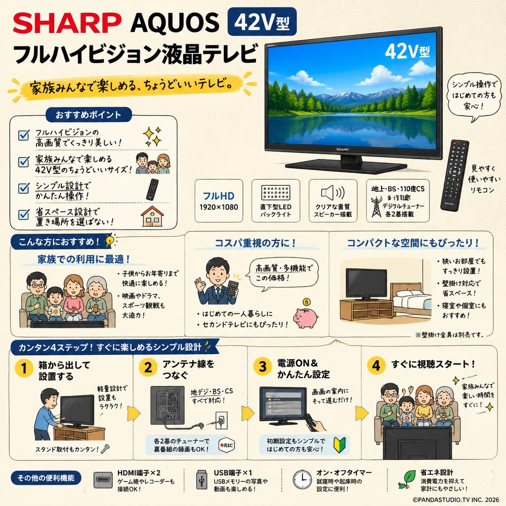 SHARP 42V型 フルハイビジョン液晶テレビ AQUOS 2T-C42BE1 おもな対象のお客様