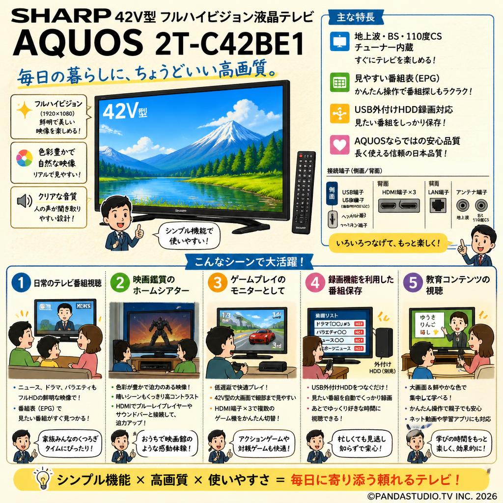 SHARP 42V型 フルハイビジョン液晶テレビ AQUOS 2T-C42BE1 用途