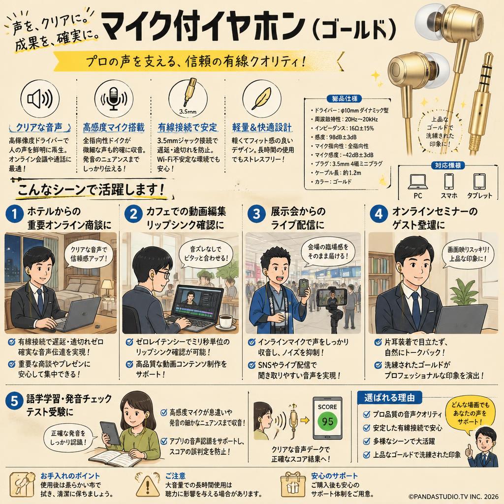マイク付イヤホン（ゴールド） 用途