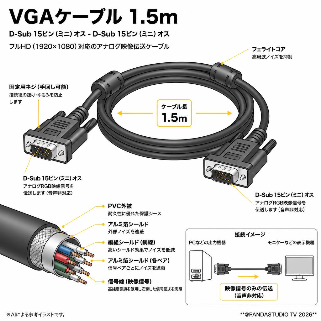 VGAケーブル 1.5m スペック