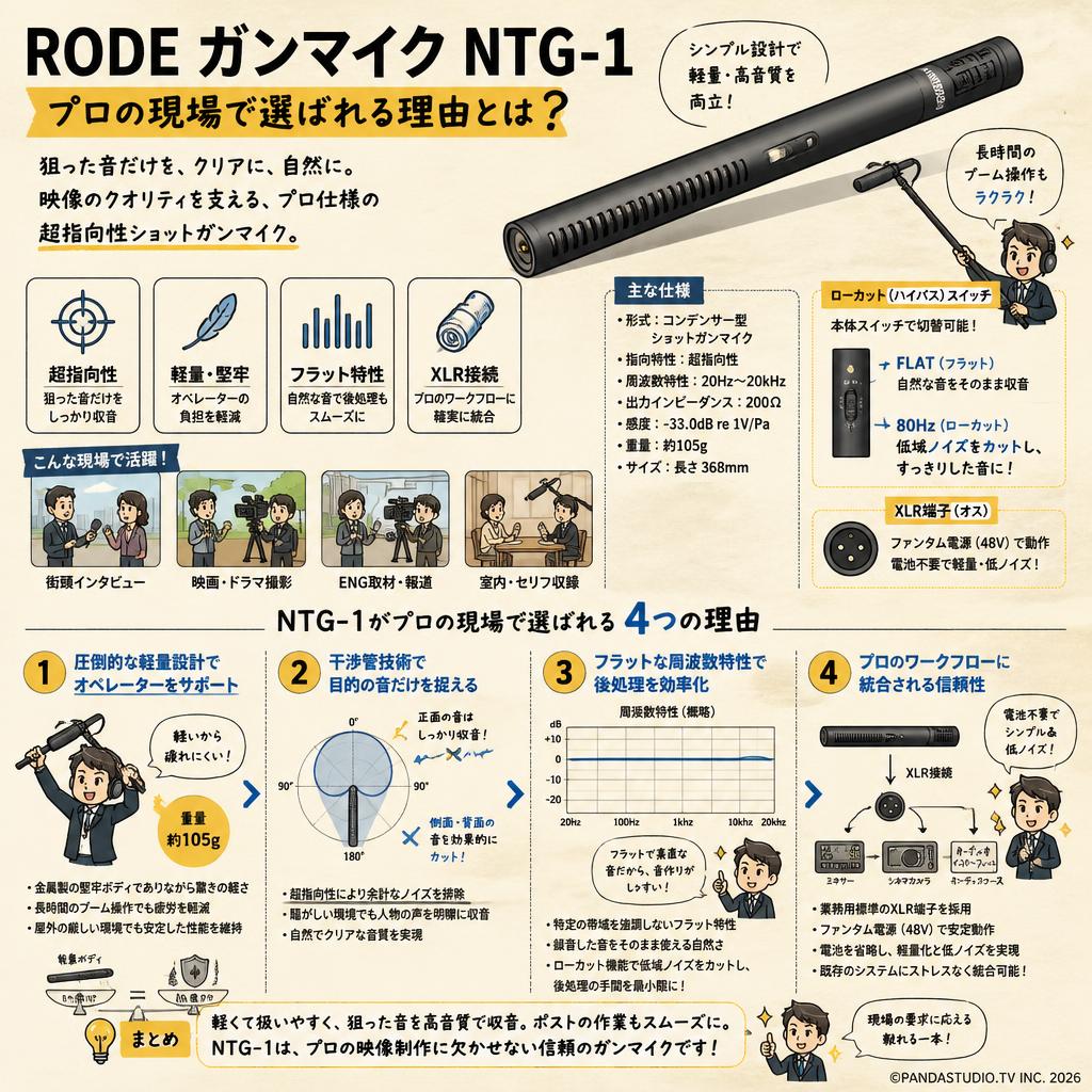 RODE ガンマイク NTG-1 | パンダスタジオ・レンタル公式サイト