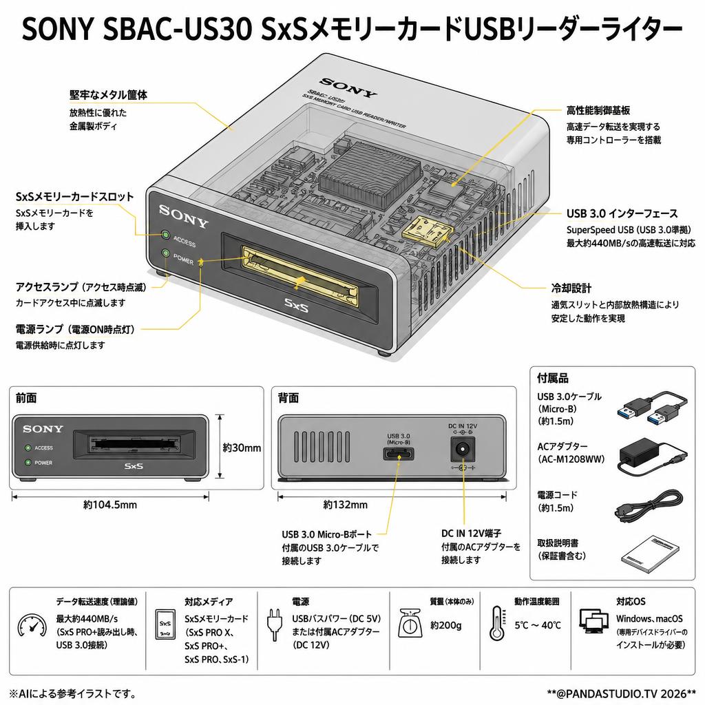 SONY SBAC-US30 SxSメモリーカードUSBリーダーライター スペック