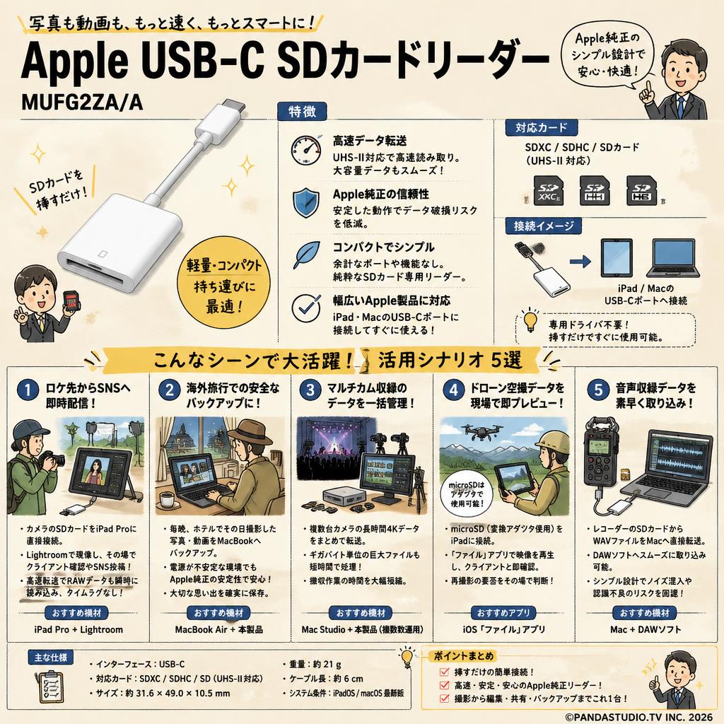 Apple USB-C SDカードリーダー MUFG2ZA/A 用途