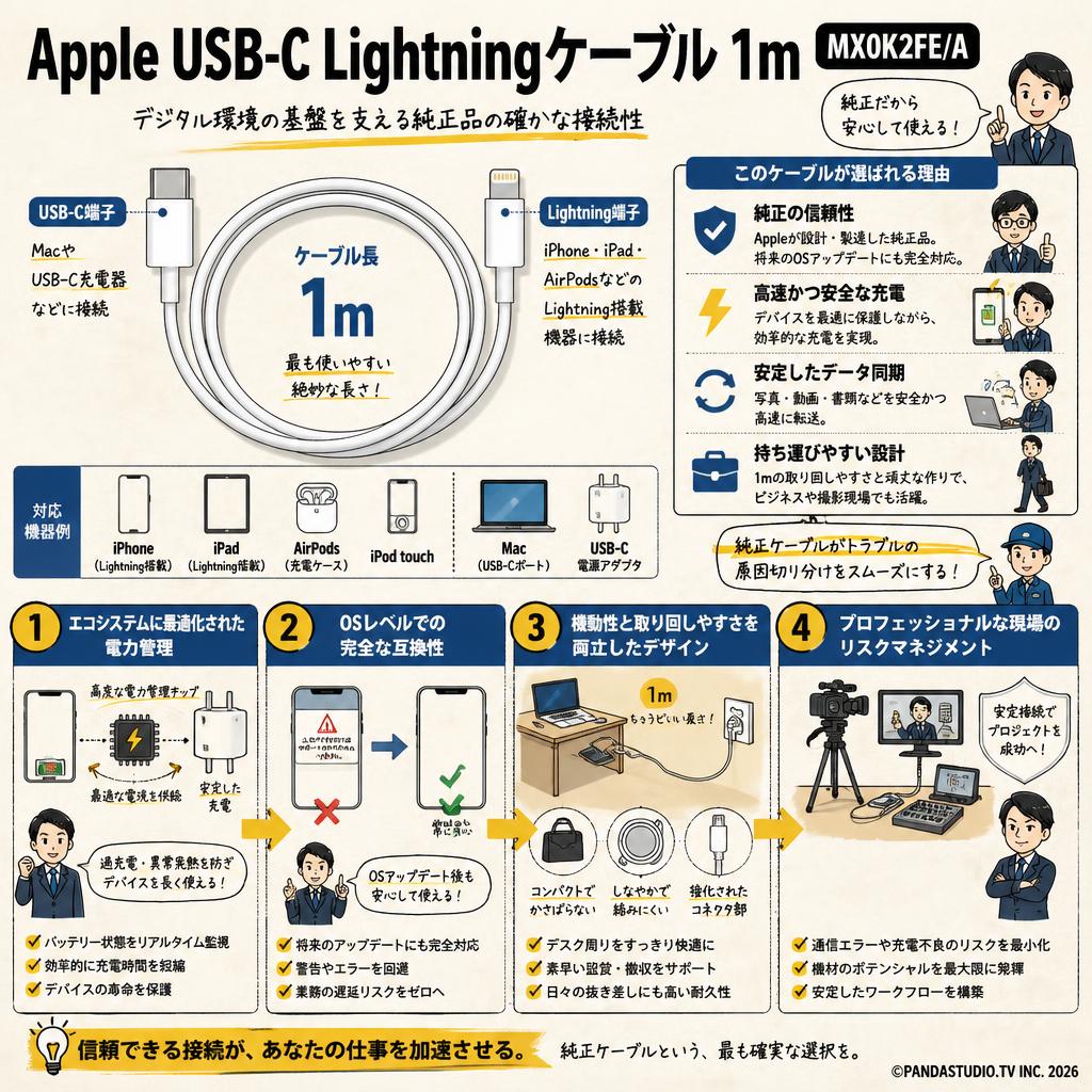 Apple USB-C Lightningケーブル 1m MX0K2FE/A 概要
