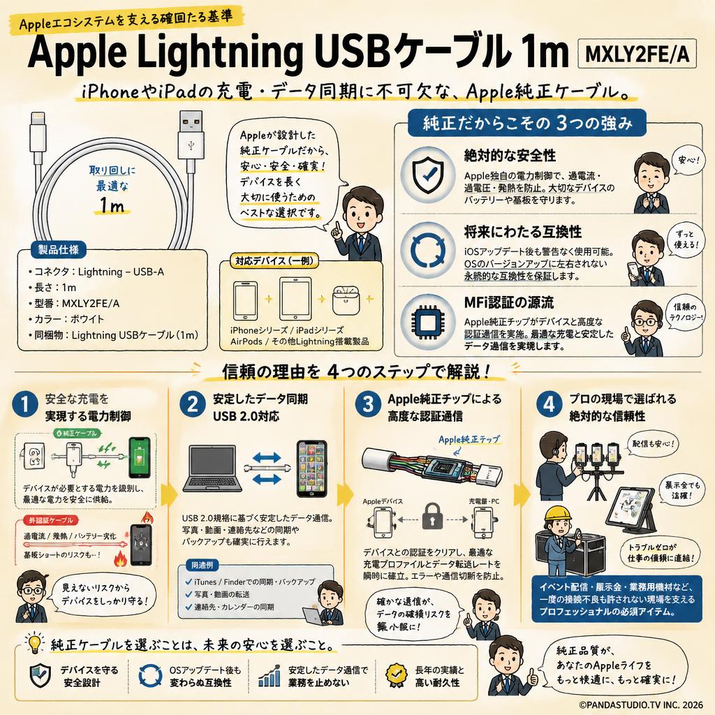 Apple Lightning USBケーブル 1m MXLY2FE/A 概要