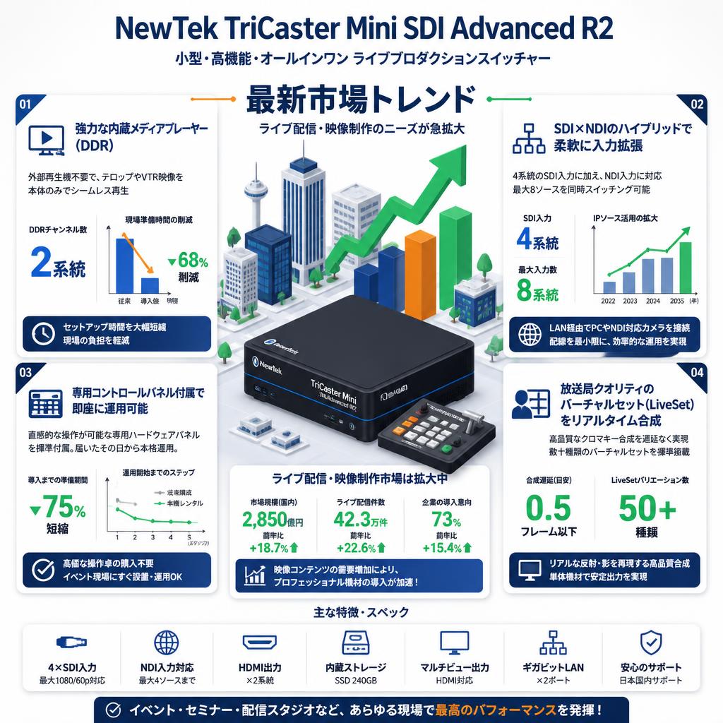 NewTek TriCaster Mini SDI Advanced R2 セールスポイント
