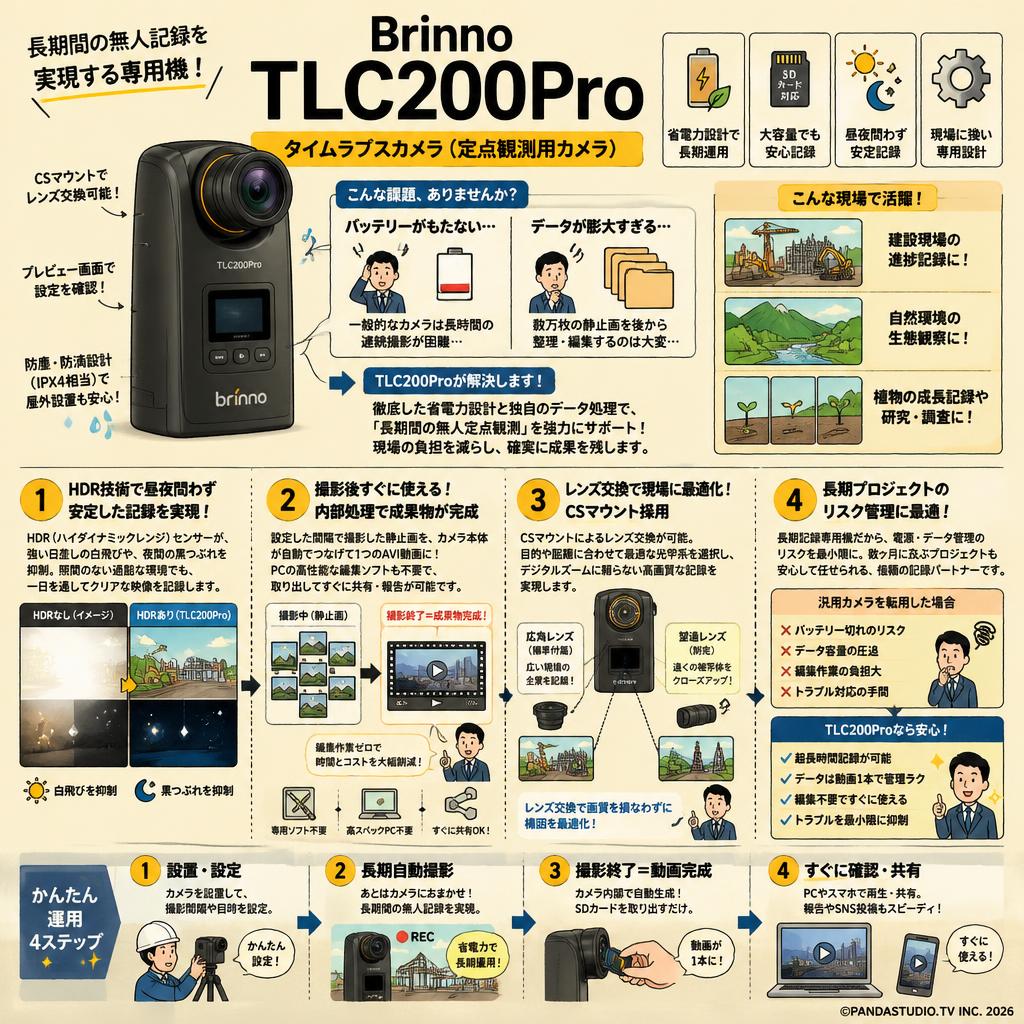 Brinno TLC200Pro タイムラプスカメラ(定点観測用カメラ) 概要