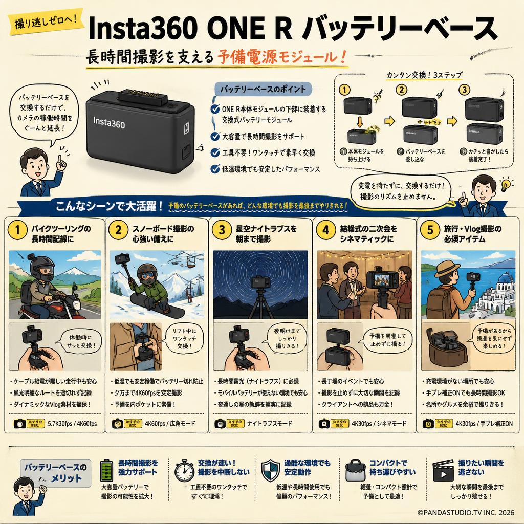 Insta360 ONE R バッテリーベース 用途