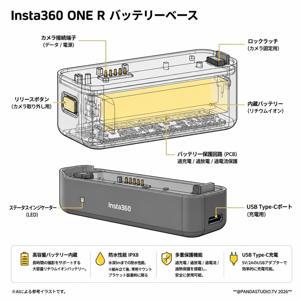 Insta360 ONE R バッテリーベース スペック