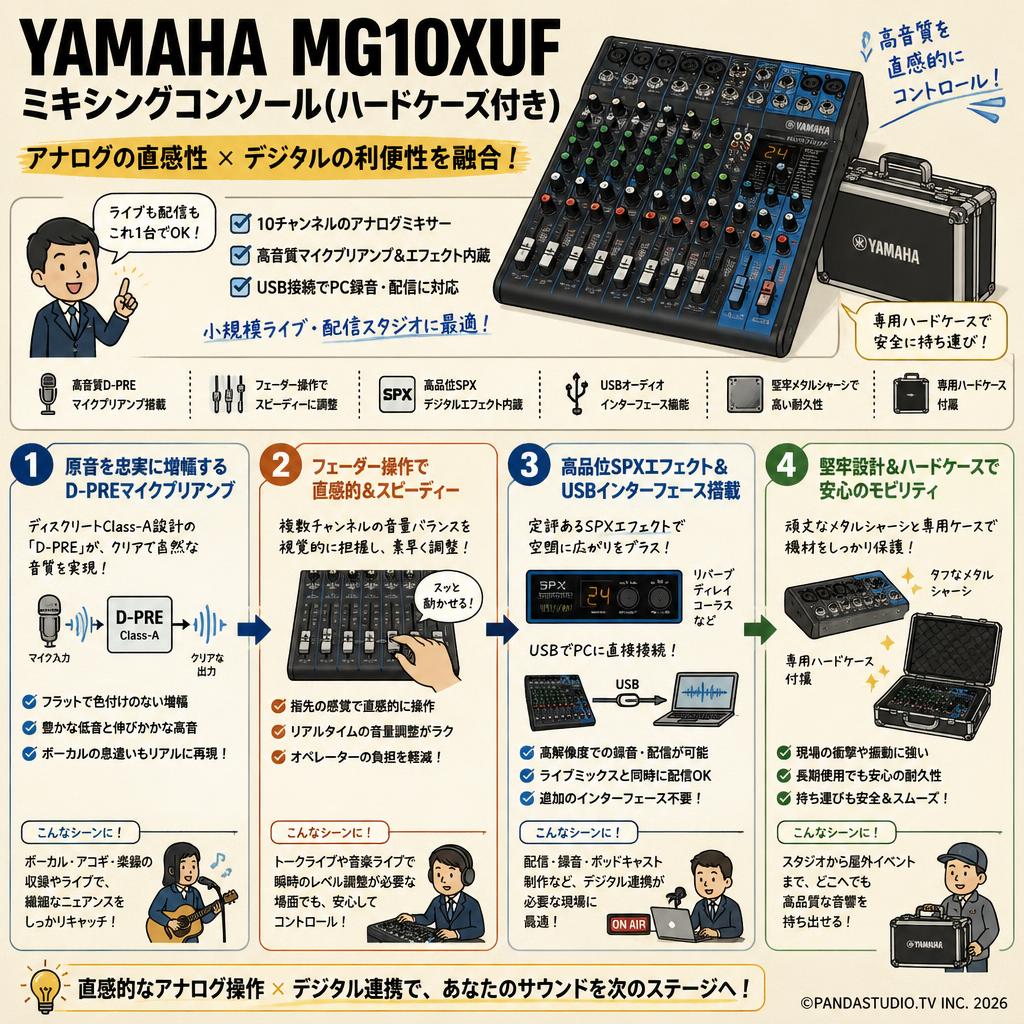 YAMAHA MG10XUF ミキシングコンソール(ハードケース付き) 概要