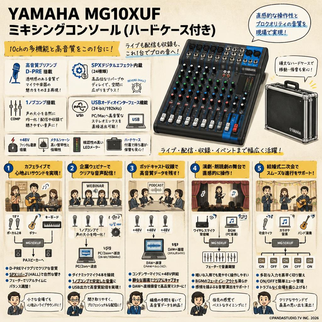 YAMAHA MG10XUF ミキシングコンソール(ハードケース付き) 用途