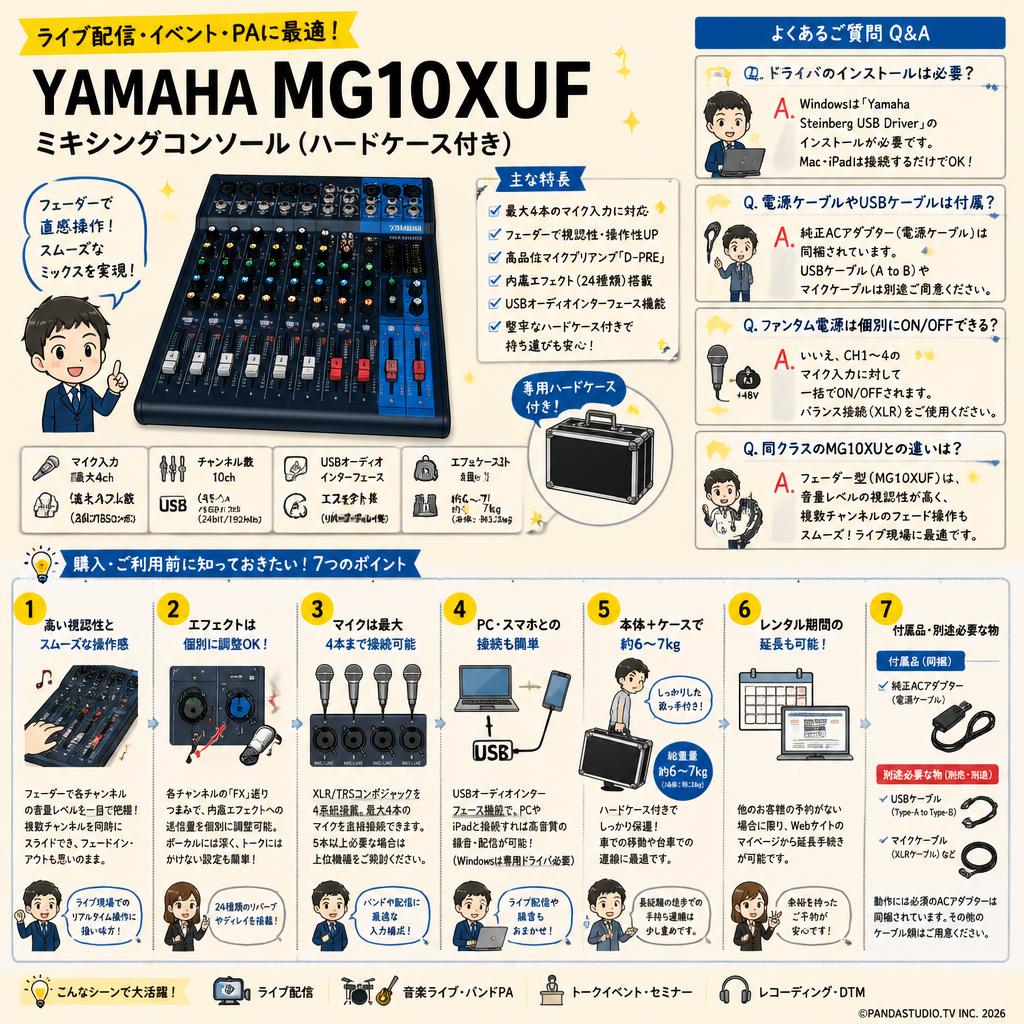 YAMAHA MG10XUF ミキシングコンソール(ハードケース付き) FAQ（よくある質問と答え）
