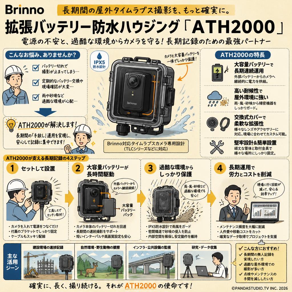 Brinno 拡張バッテリー防水ハウジング「ATH2000」 概要