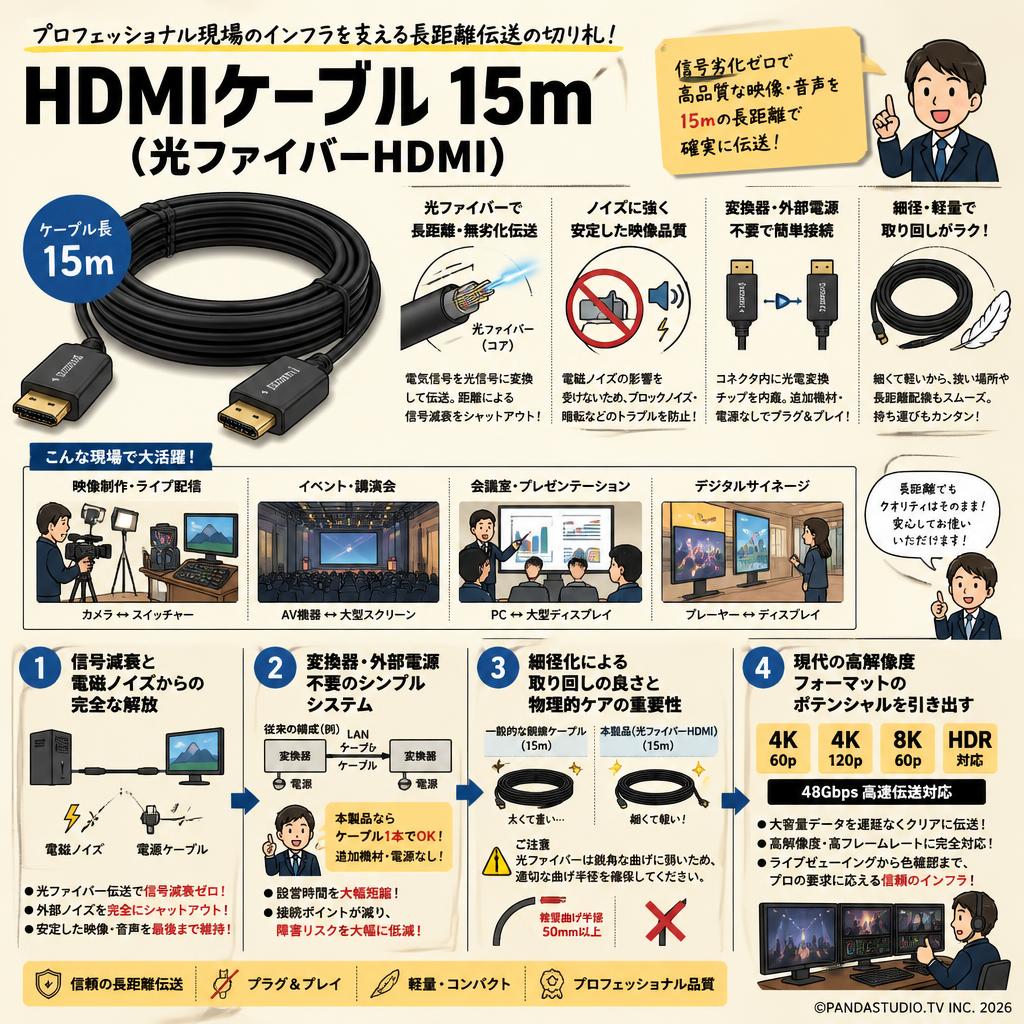 HDMIケーブル 15m （光ファイバーHDMI） 概要