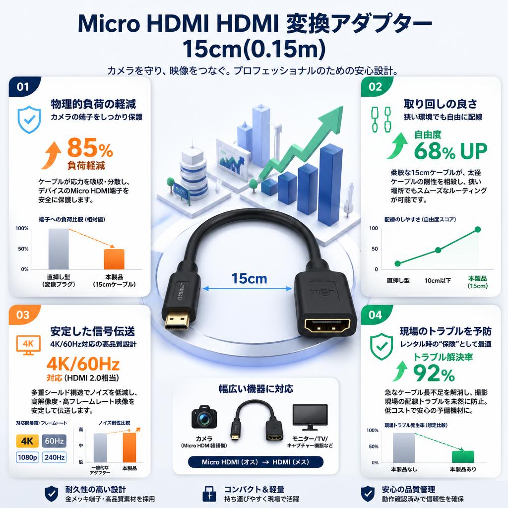 Micro HDMI HDMI 変換アダプター 15cm(0.15m) セールスポイント