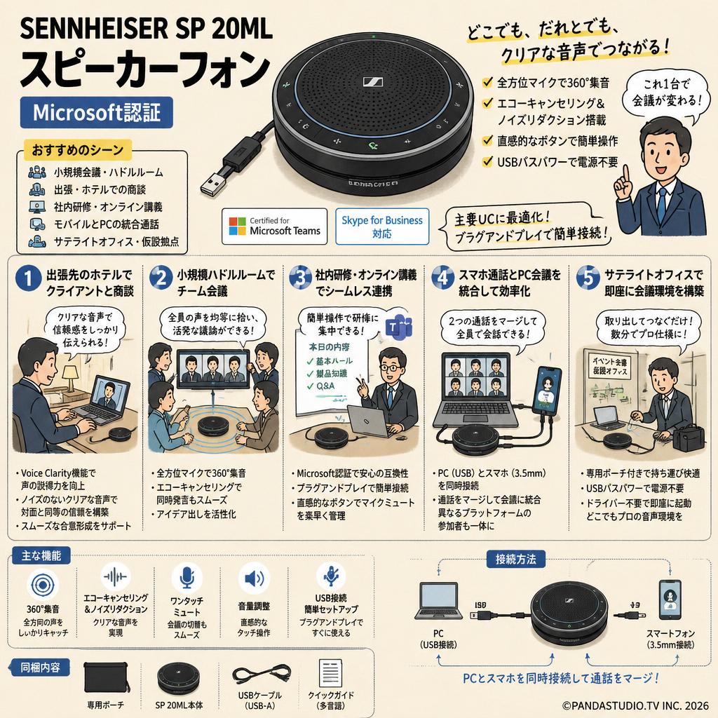 SENNHEISER SP 20ML スピーカーフォン Microsoft認証 用途