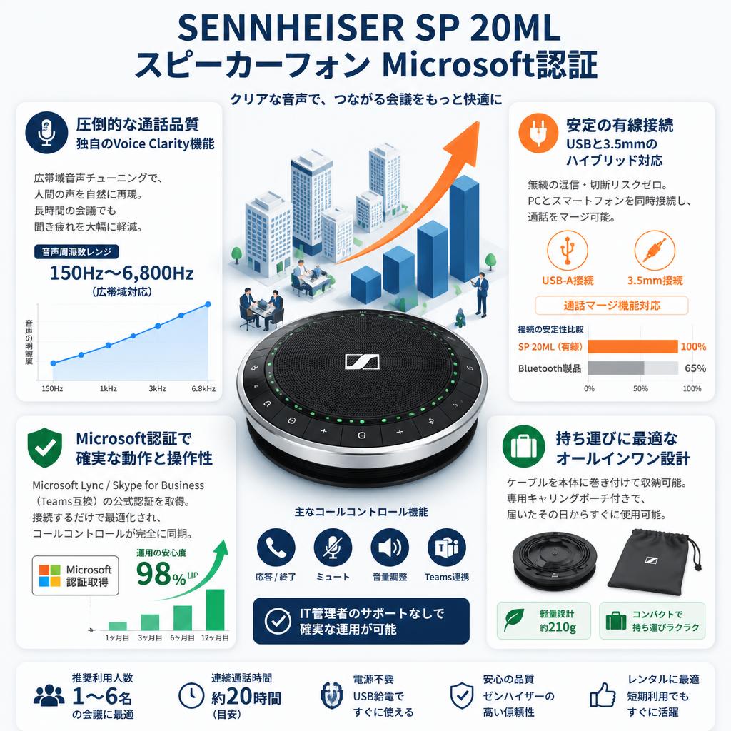 SENNHEISER SP 20ML スピーカーフォン Microsoft認証 セールスポイント