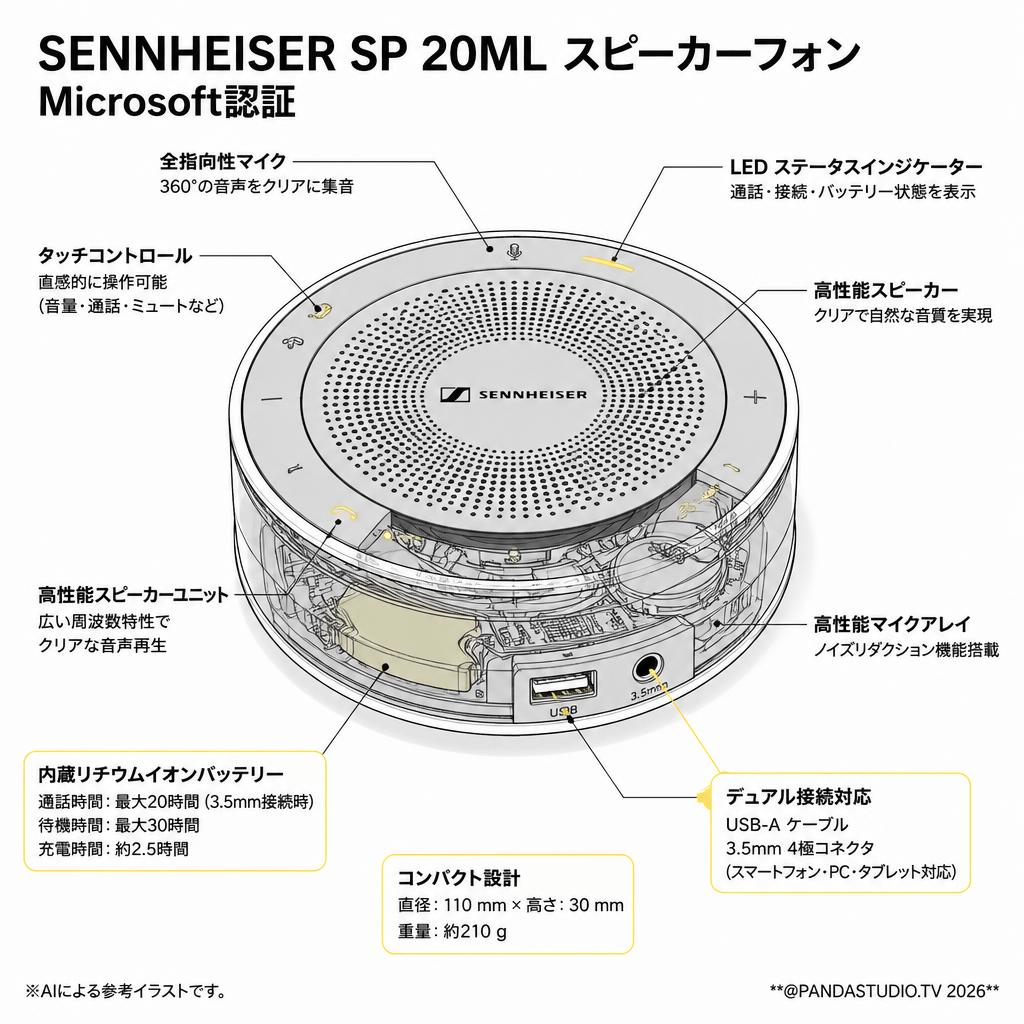 SENNHEISER SP 20ML スピーカーフォン Microsoft認証 スペック