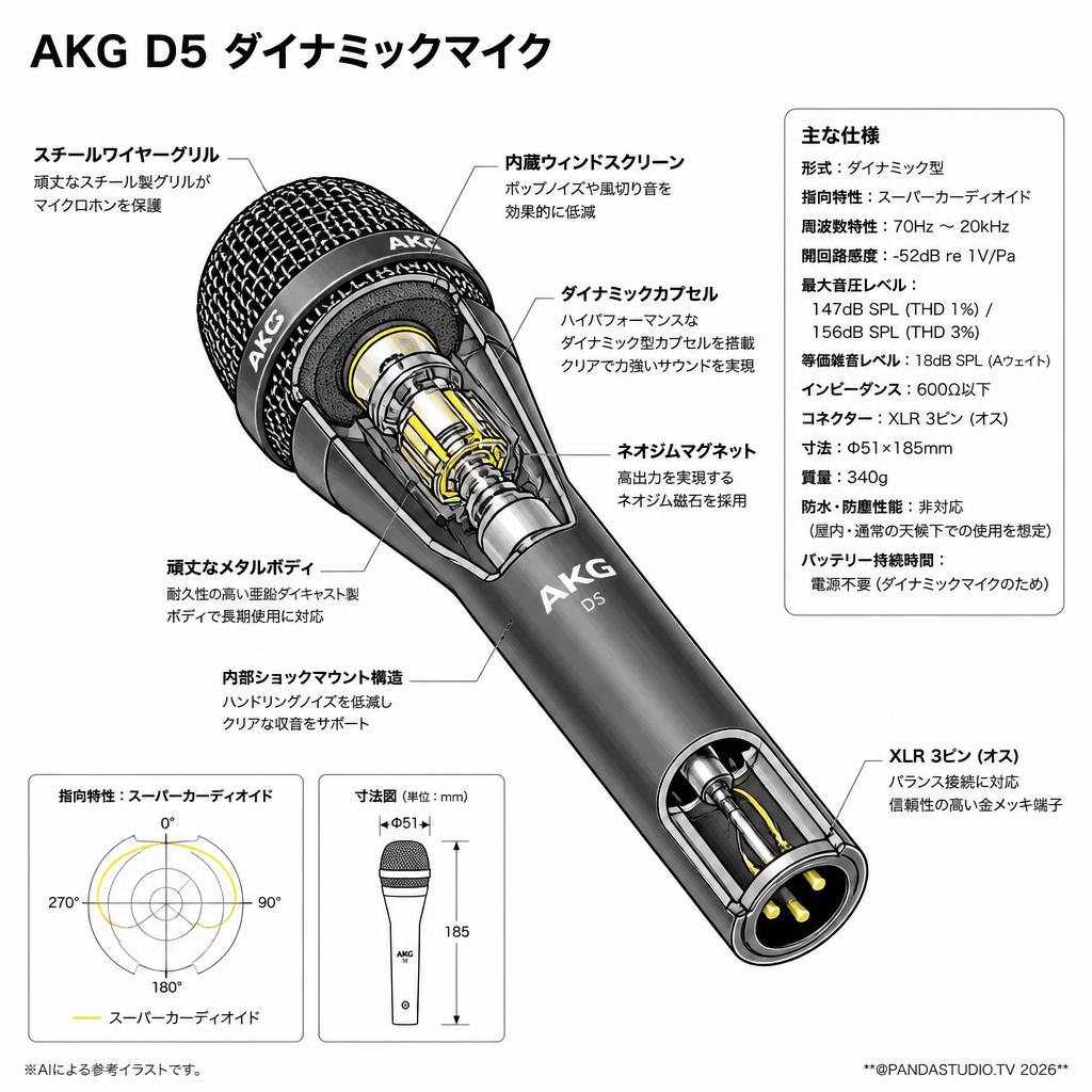 AKG D5 ダイナミックマイク スペック