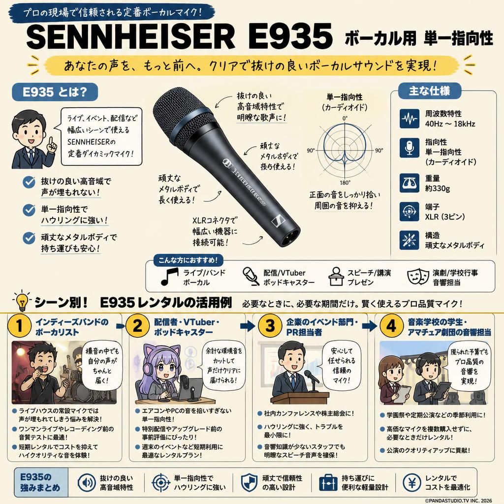 SENNHEISER  E935 ボーカル用 単一指向性 おもな対象のお客様