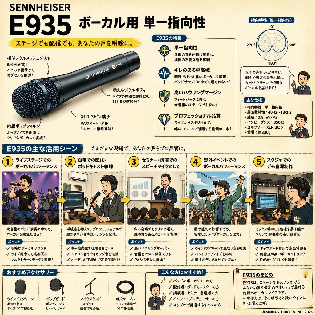 SENNHEISER  E935 ボーカル用 単一指向性 用途