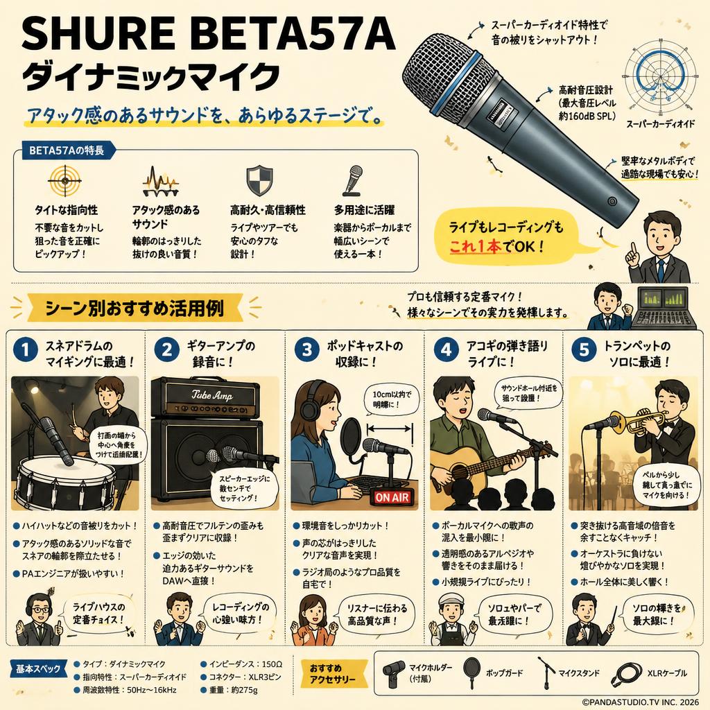SHURE BETA57A ダイナミックマイク 用途