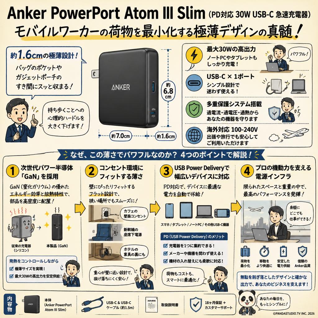 Anker PowerPort Atom III Slim (PD対応 30W USB-C 急速充電器) 概要
