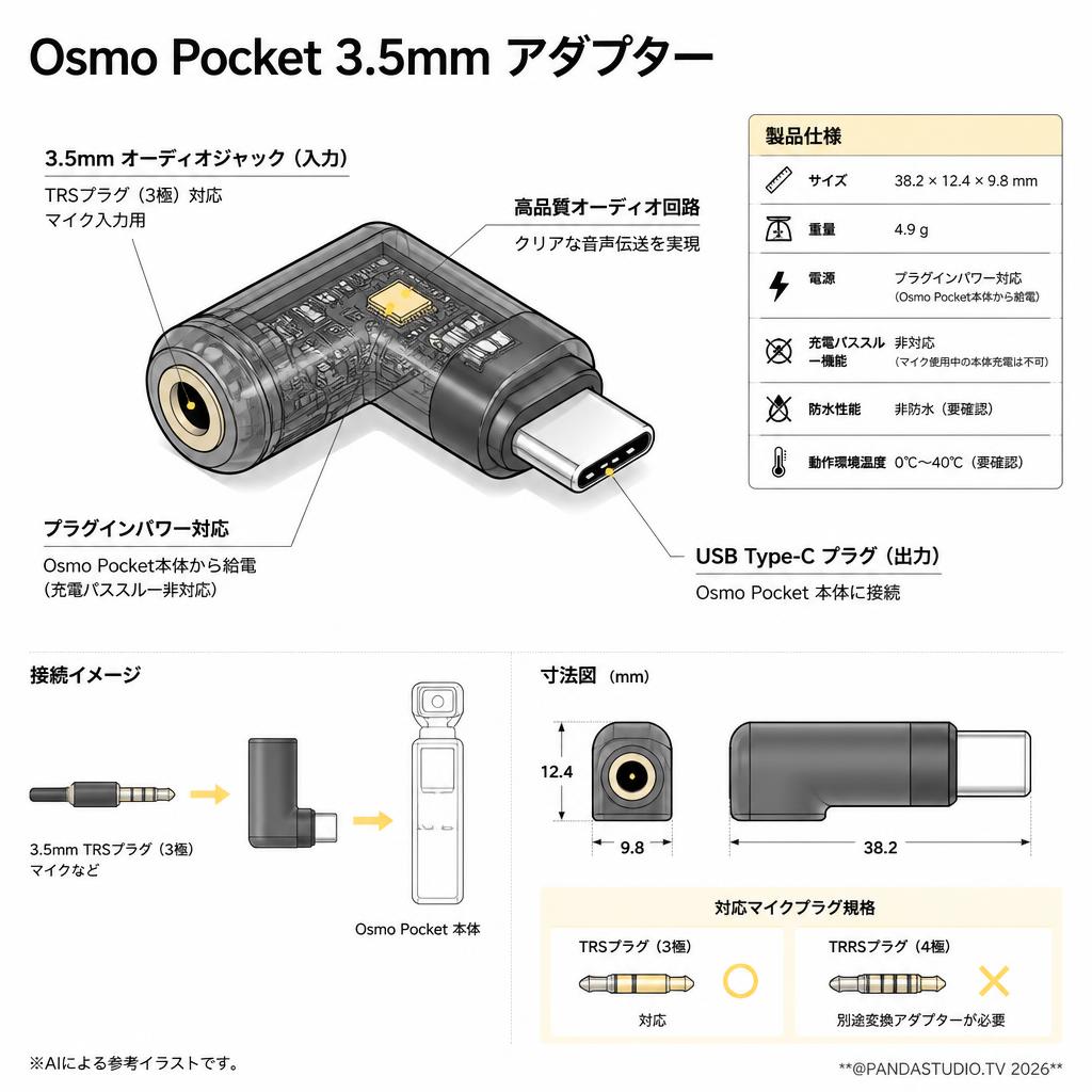 Osmo Pocket 3.5mm アダプター スペック