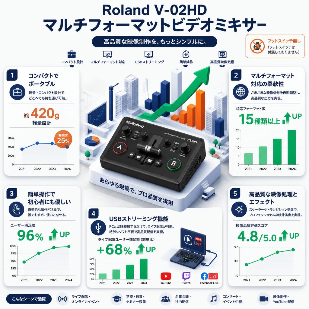 Roland V-02HD MULTI-FORMAT VIDEO MIXER（フットスイッチ無し） セールスポイント