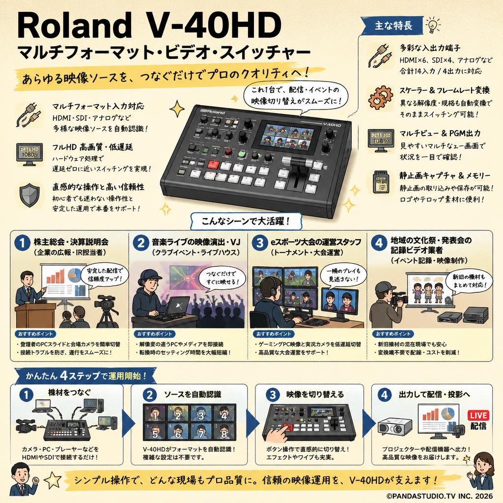 Roland V-40HD マルチフォーマット・ビデオ・スイッチャー おもな対象のお客様