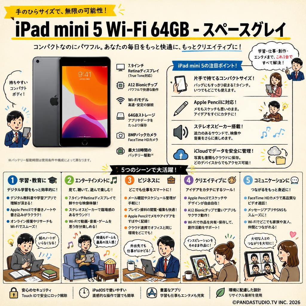 Apple  iPad mini 5 Wi-Fi 64GB - スペースグレイ 用途