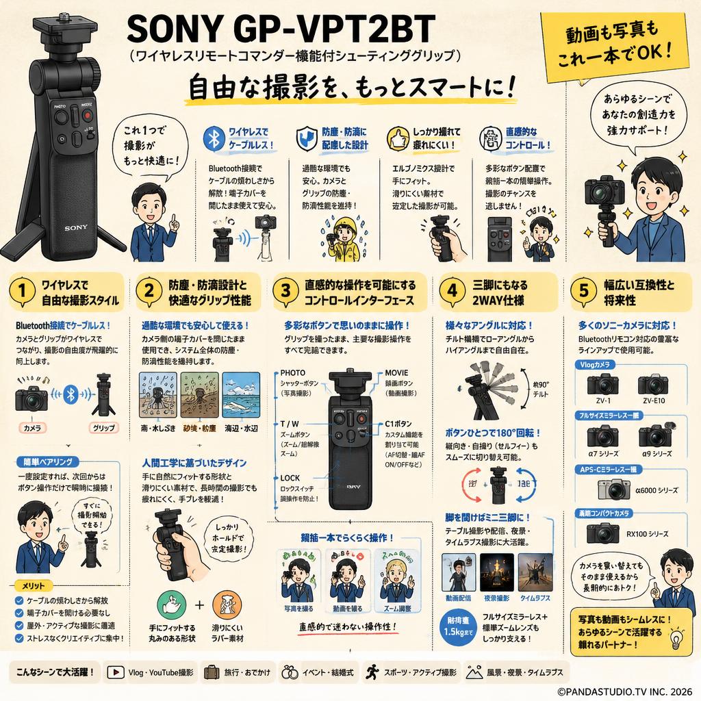 SONY GP-VPT2BT（ワイヤレスリモートコマンダー機能付シューティンググリップ） 概要