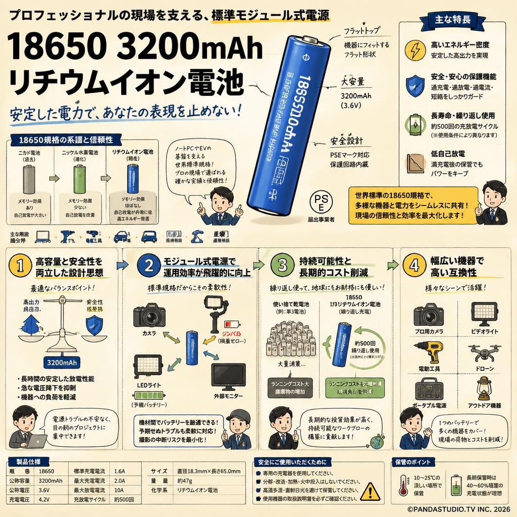 18650 3200mAh リチウムイオン電池 概要