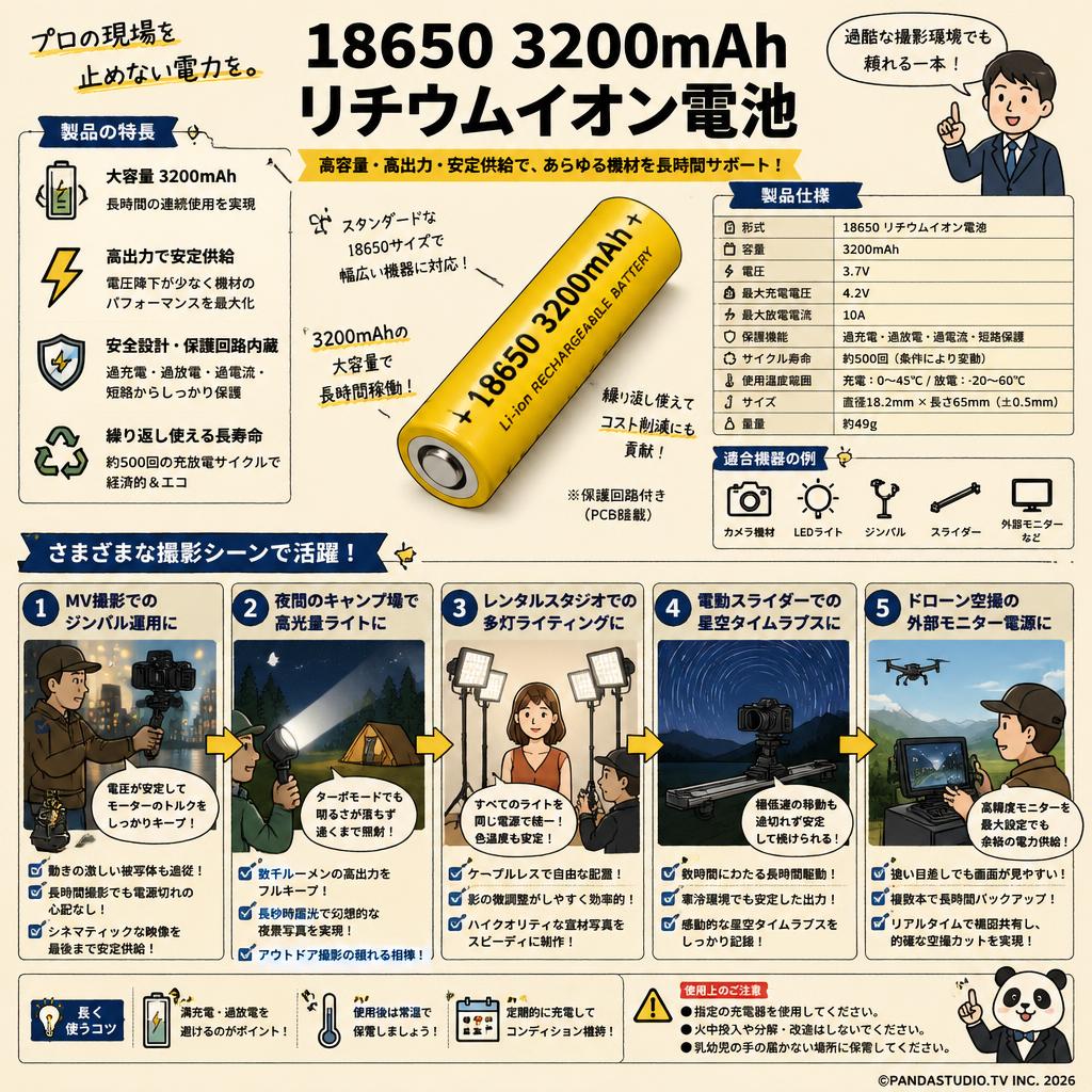 18650 3200mAh リチウムイオン電池 用途