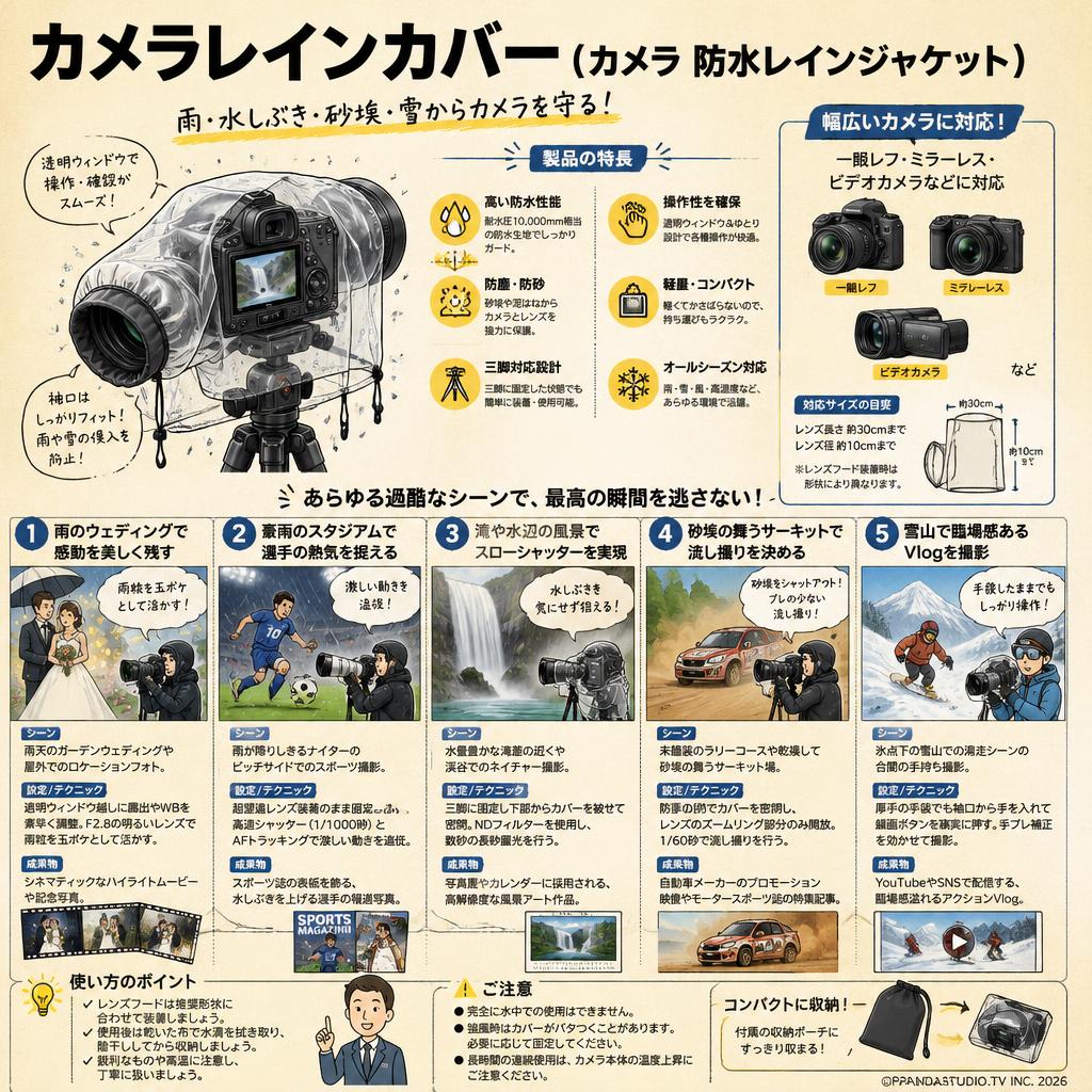 カメラレインカバー （カメラ 防水レインジャケット） 用途