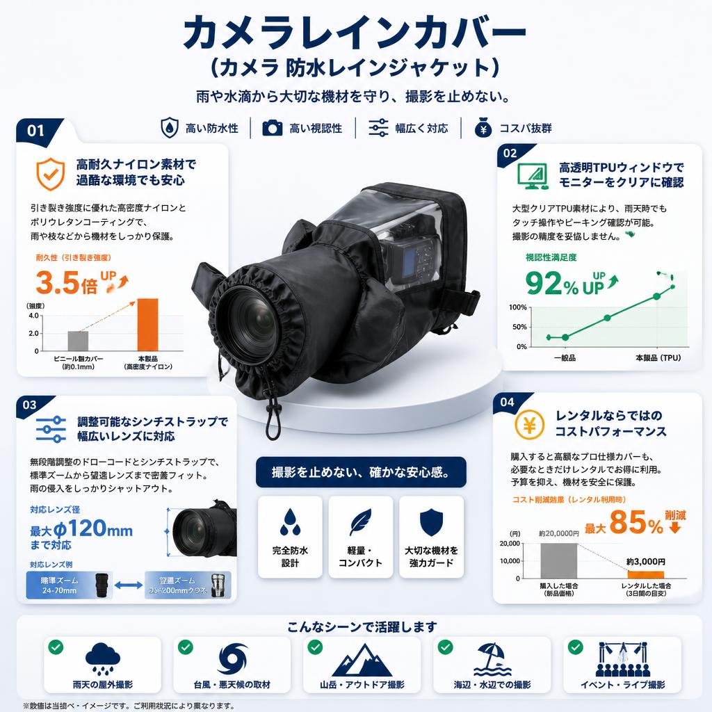カメラレインカバー （カメラ 防水レインジャケット） セールスポイント