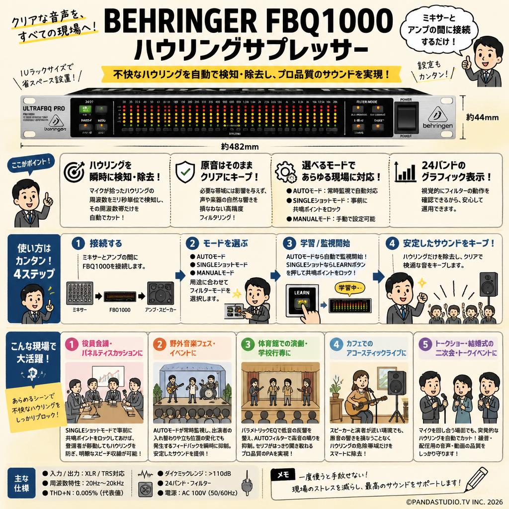 BEHRINGER FBQ1000 ハウリングサプレッサー 用途
