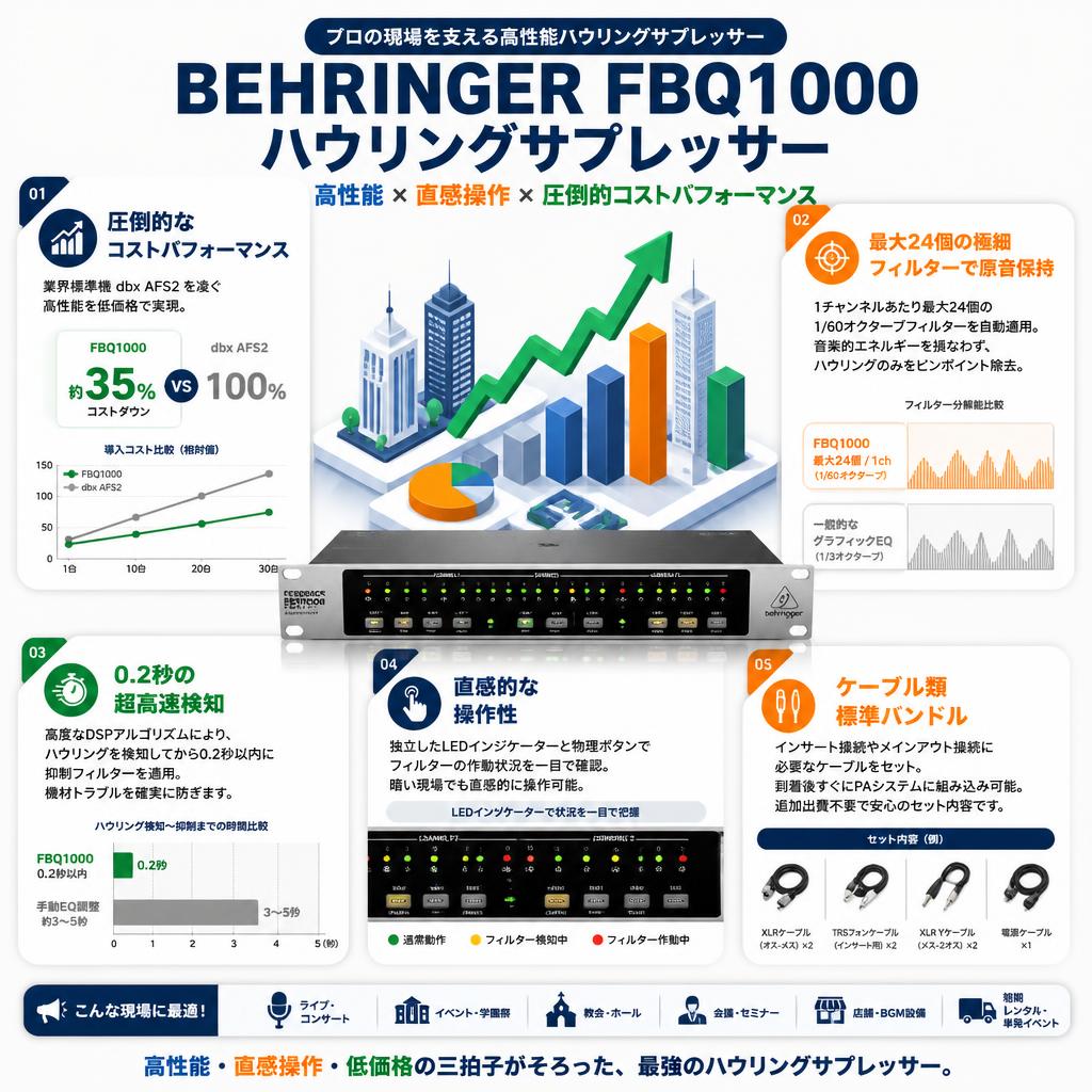 BEHRINGER FBQ1000 ハウリングサプレッサー セールスポイント