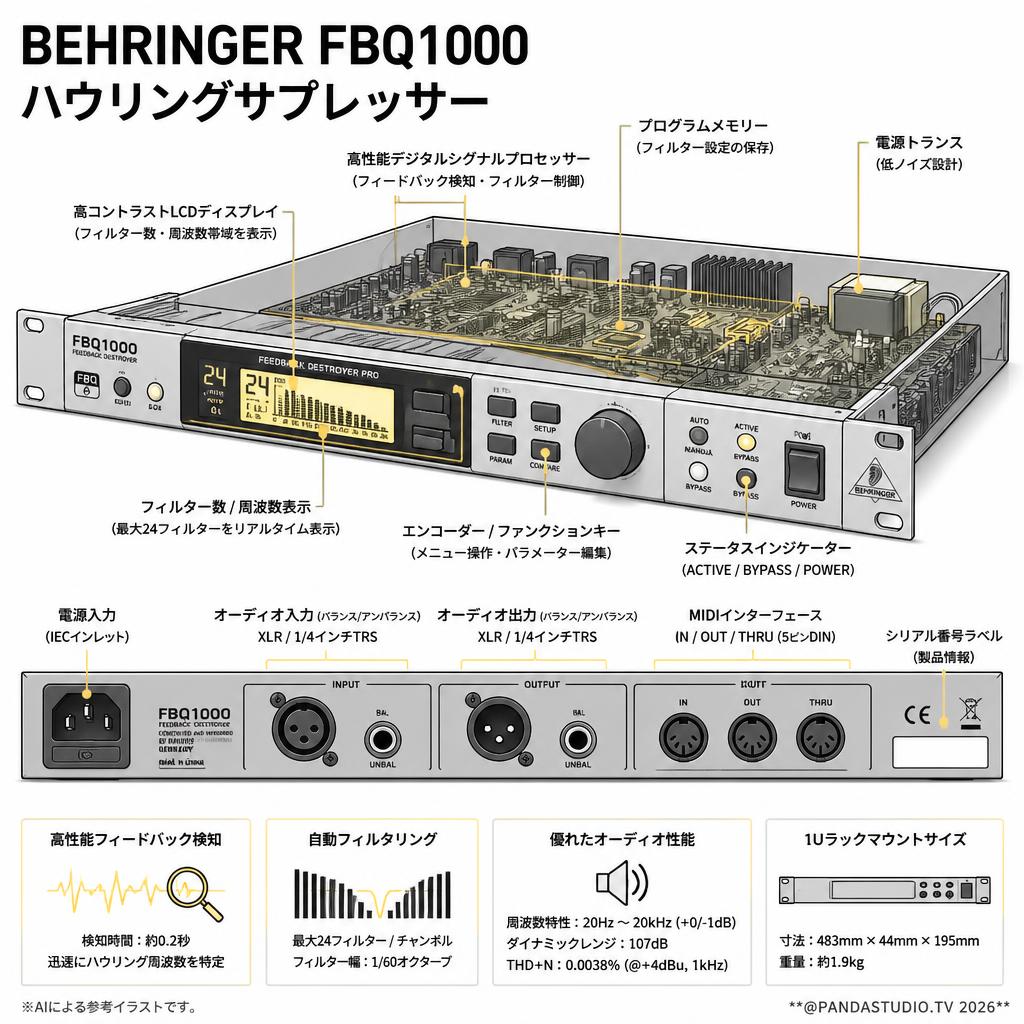 BEHRINGER FBQ1000 ハウリングサプレッサー スペック