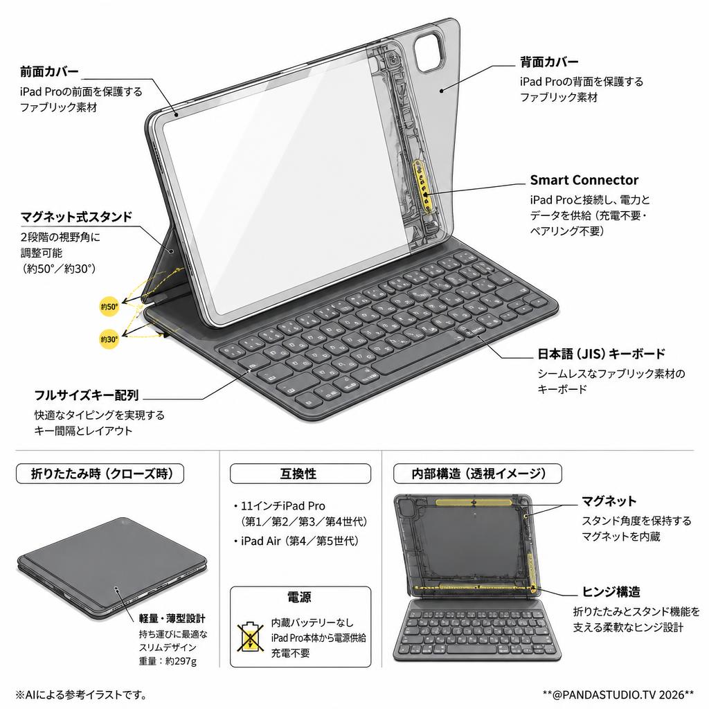 【Apple】Smart Keyboard Folio キーボード（Apple 11㌅ iPad Pro第2世代用） スペック