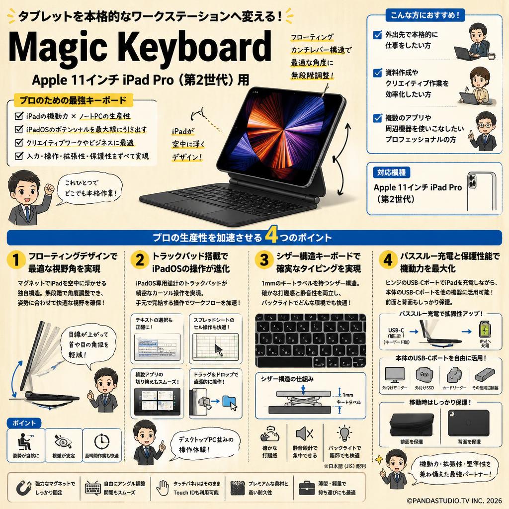 Magic Keyboard  Apple 11インチiPad Pro（第2世代）用 概要