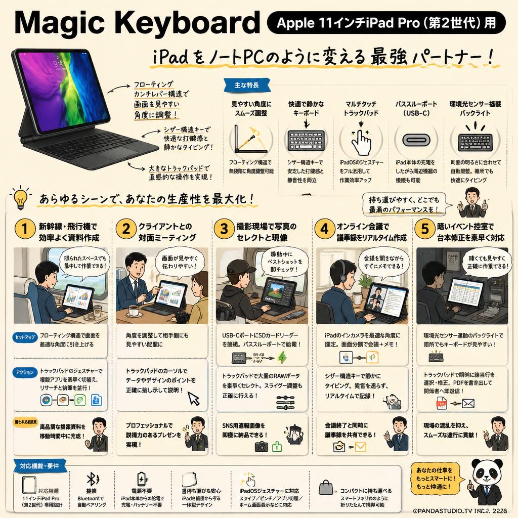 Magic Keyboard  Apple 11インチiPad Pro（第2世代）用 用途